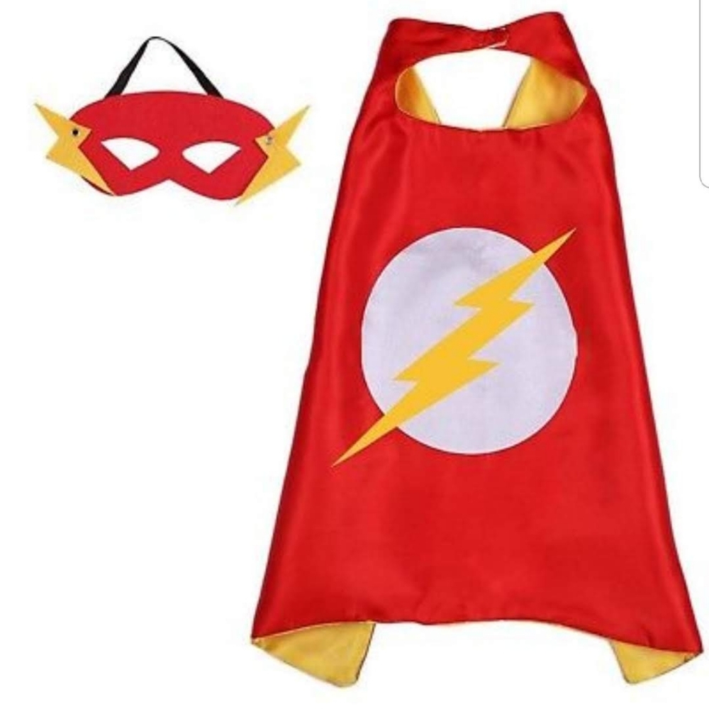 Flash Cape Mask Costume Kids Halloween Party Dress Up Comic